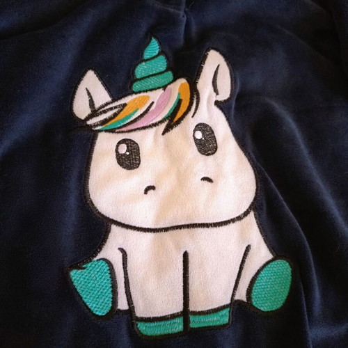 Long-sleeve pajama shirt with unicorn, used, size XXL, dark blue