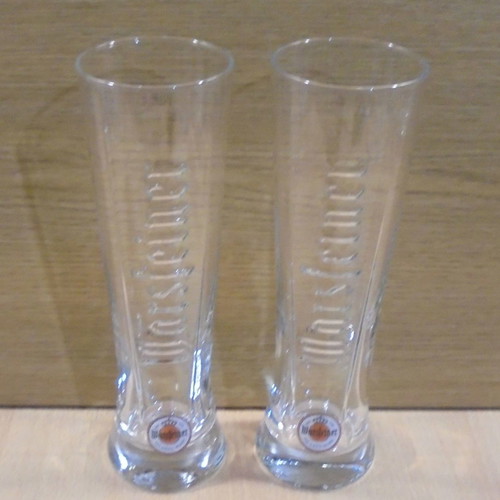 Warsteiner beer set of two promotional glasses 300ml used