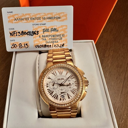 Folli Follie gold wristwatch with chronograph and date