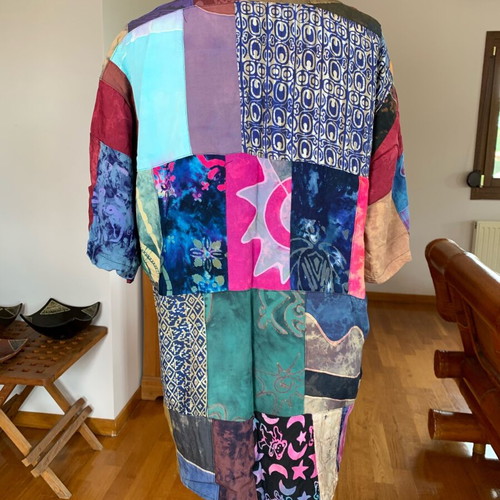 Patchwork vintage unisex shirt made of 100% viscose new