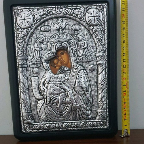 Virgin Mary Brephokratousa Axion Esti icon made of cast metal new