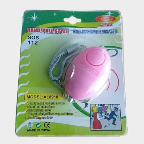 Hand-Pull Style Alarm Self Defense Key Chain Portable Pink
