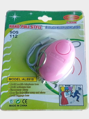 Hand-Pull Style Alarm Self Defense Key Chain Portable Pink