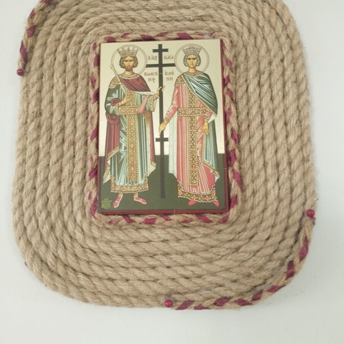 Collectible Mount Athos Icon 1991 Saint Constantine and Helen handmade
