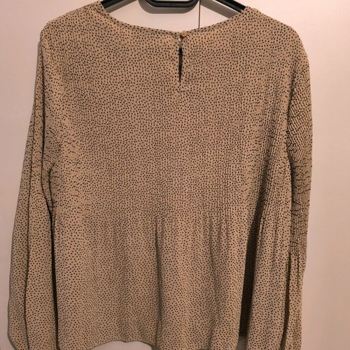 Stradivarius long-sleeve lightweight blouse like new, black and beige