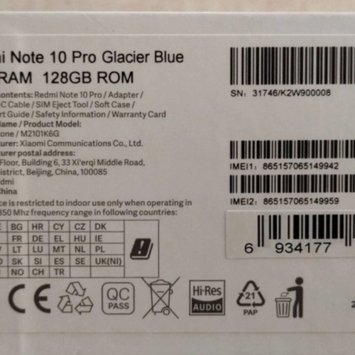 Xiaomi Redmi Note 10 Pro NFC dual sim 8GB 128GB like new, blue