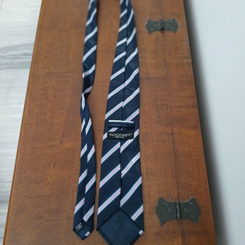 Bonaparte tie used, Italian made, 100% microfiber, blue with stripes
