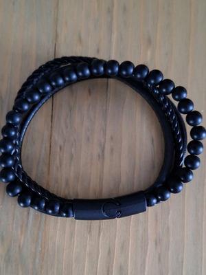 Unisex bracelet with stones like new, black satin finish