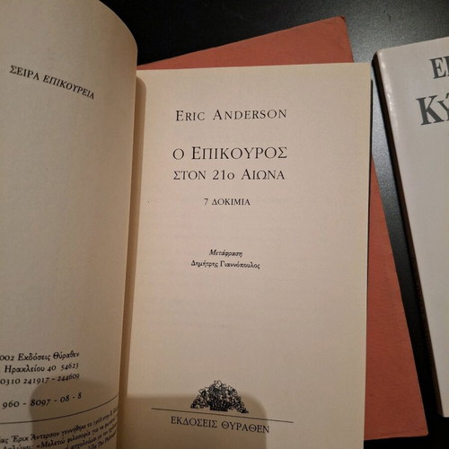 Three books about Epicurus, used, complete, good condition