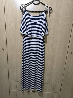 Summer dress mariniera white-blue like new, one size