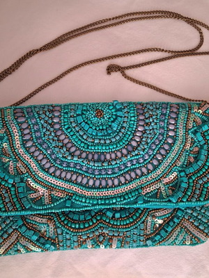 Sfera turquoise vintage crossbody bag with beads new