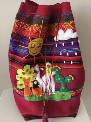 Backpack lama handmade new, red