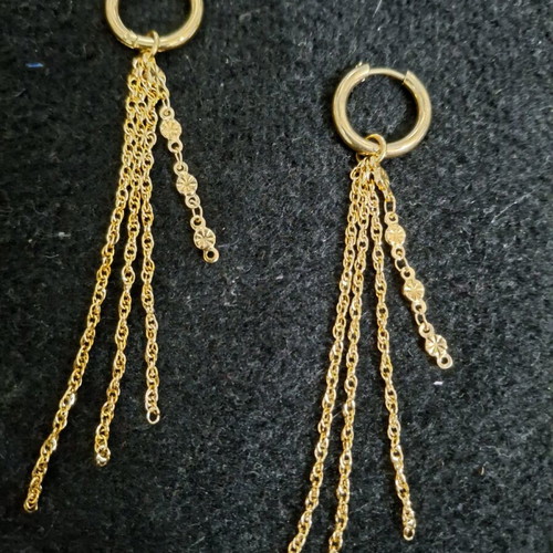 Coquette Y2k stainless steel earrings with chains like new, gold