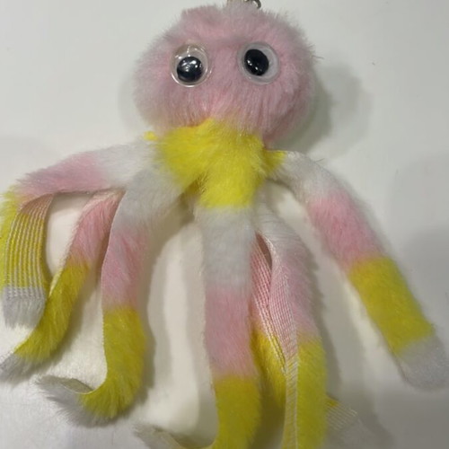 Plush octopus keychain like new, pink and yellow