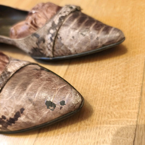 Tsakiris Mallas pumps used with low heel, leather, size 38, beige brown