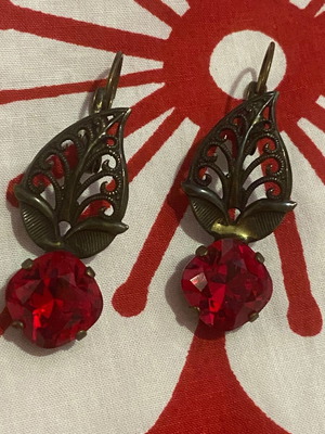 Dimitriadis earrings like new, red and gold