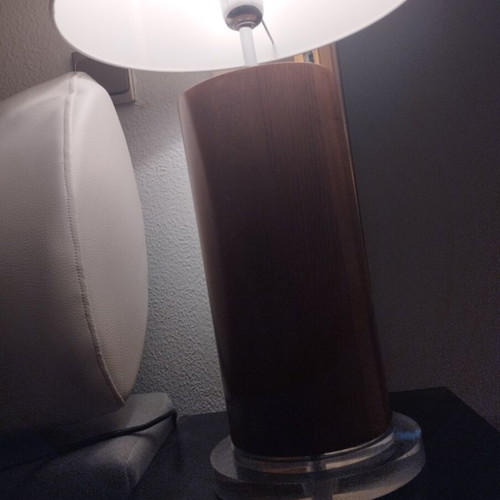 Wooden lamp with base like new, dimensions 79x13 cm