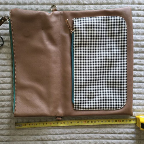 Doca women's crossbody bag like new, brown and green, 30×20 cm