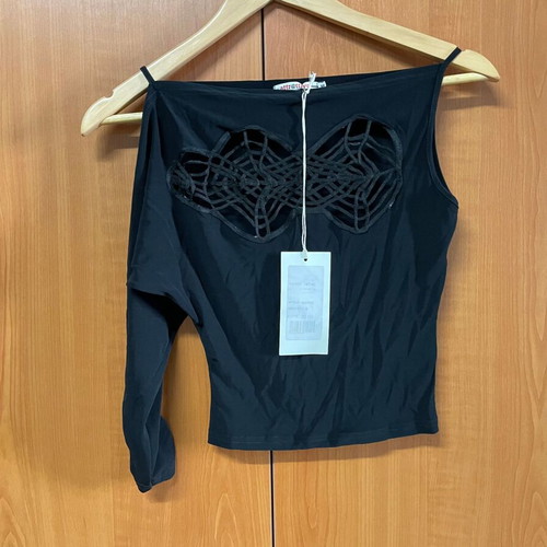 Attrattivo women's blouse with one shoulder new, black