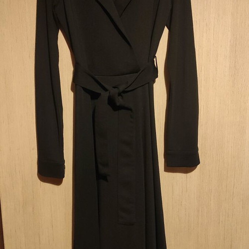Black long dress SheX small like new with large slit and 3/4 sleeve