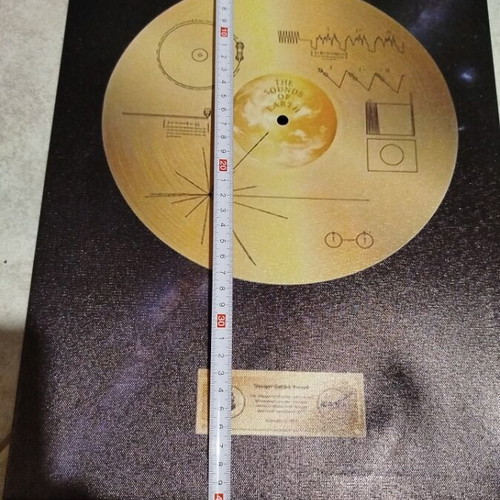 Canvas Gold Disc Voyager I new, printed on wooden frame 40x30 cm