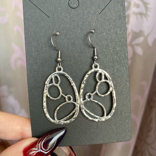 Boho earrings new, steel hooks and silver metal dangle
