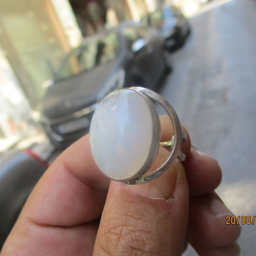 Silver 925 ring with moonstone, vintage adjustable women's ring