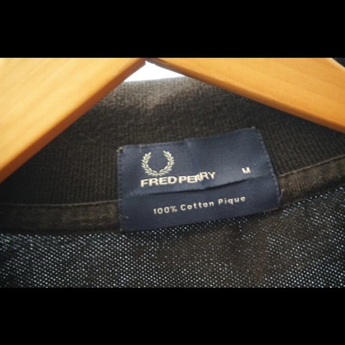 Fred Perry cotton piqué long-sleeve polo shirt used, black, size M