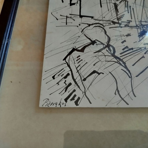 Alkis Pierrakos Ink Drawing on Paper like new