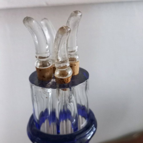 Crystal carafe for 4 different drinks like new, height 30cm