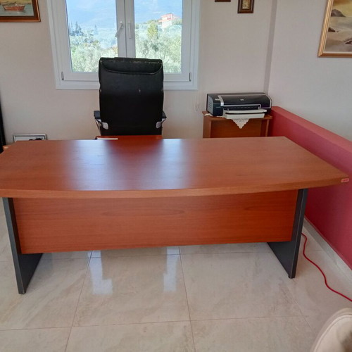 SATO executive desk like new, large, light walnut with gray sides