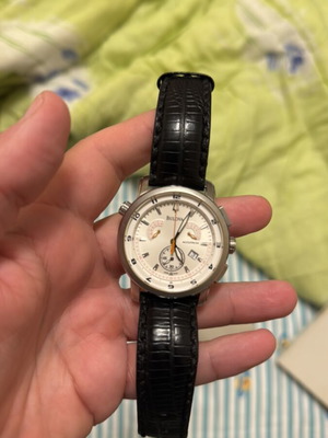 Bulova Accutron 63B003 Chronograph ρολόι σαν καινούργιο, μαύρο δερμάτινο λουράκι