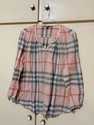 Burberry Pink Check Tunic Blouse Top like new, size M