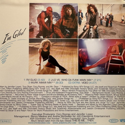 Jennifer Lopez I'm Glad CD single, pop