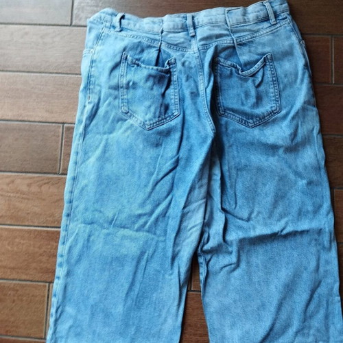 Bershka women's baggy jeans used, white and blue, waist 38 cm