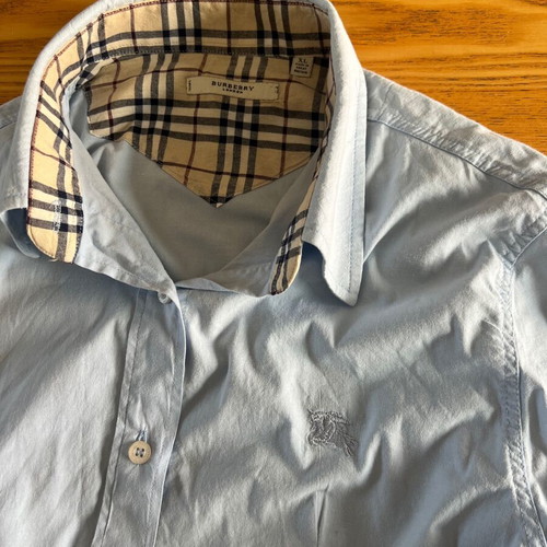 Burberry London women's shirt, vintage baby blue, slim fit