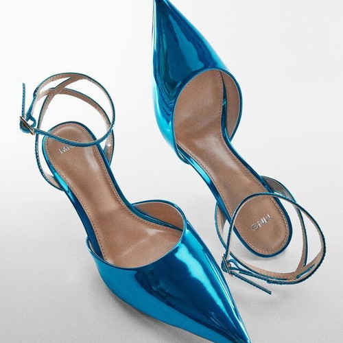 Mango metallic blue pumps new, 8 cm stiletto heel