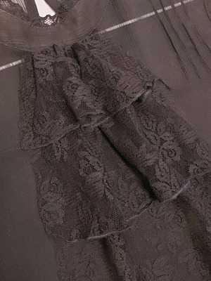Black transparent blouse used with lace and side zipper size M