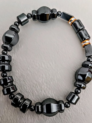 Vintage women's bracelet hematite with natural stone like new