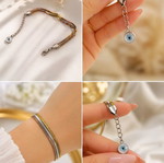 Triple stainless steel bracelet with eye charm new, minimal