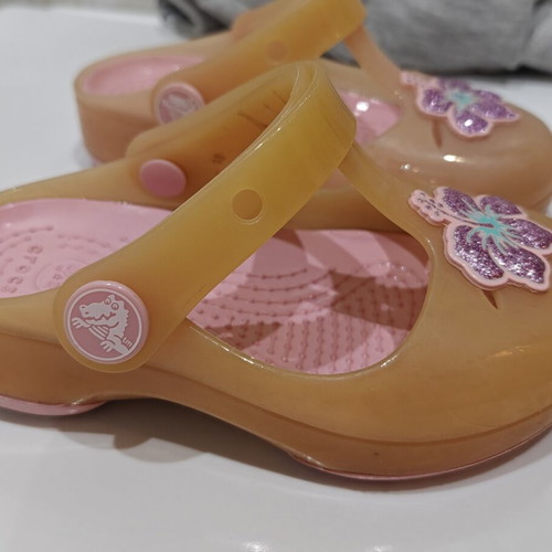 Crocs children's slippers used, size 23, beige and pink