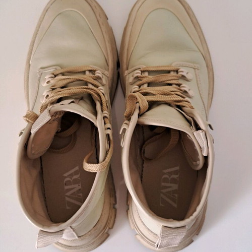 Zara leather boots used, size 38, beige