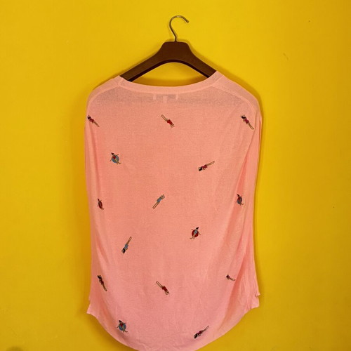 Next Pink Embroidered Swimmer Knit Top XS