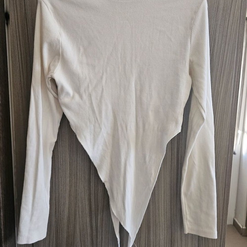 Cut Out Bodysuit like new, elastic cotton rib, white, one size