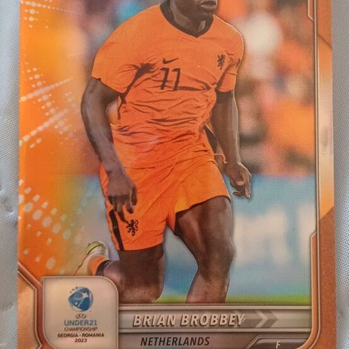 Brian Brobbey 2022-23 Road to Euro U21 Championship Orange Refractor RC card like new