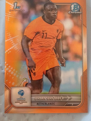 Brian Brobbey 2022-23 Road to Euro U21 Championship Orange Refractor RC card like new