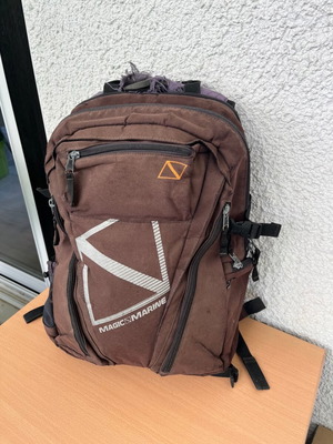 Magic Marine backpack used, brown and purple
