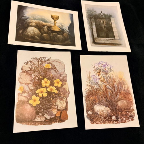 Set of 4 vintage artistic cards Parents Association of Children with Down Syndrome like new