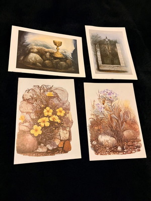 Set of 4 vintage artistic cards Parents Association of Children with Down Syndrome like new