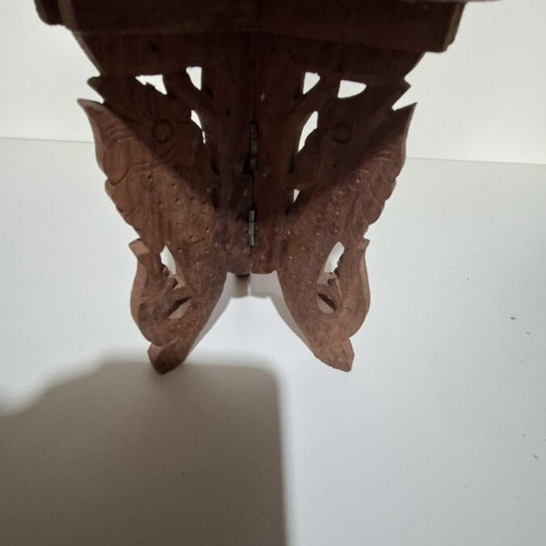 Wooden carved tables set of 2 used with folding legs